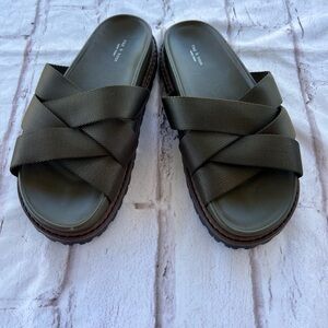 Rag & Bone Dark Green Crisscross Slide Sandals